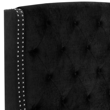 Eva Black Velvet Contemporary King Upholstered Tufted Bed - Ella Furniture