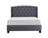 Eva Gray Velvet Contemporary King Upholstered Tufted Bed - Ella Furniture