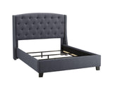 Eva Gray Velvet Contemporary King Upholstered Tufted Bed - Ella Furniture