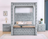 Annabelle Gray Upholstered Tufted Canopy Panel Queen Bed