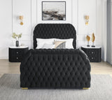 Natalia Black Upholstered Tufted Panel King Bed