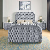 Natalia Gray Upholstered Tufted Panel King Bed