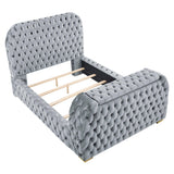 Natalia Gray Upholstered Tufted Panel King Bed
