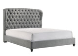 Linda Gray Modern Transitional Upholstered Tufted Fabric Queen Panel Bed - Ella Furniture