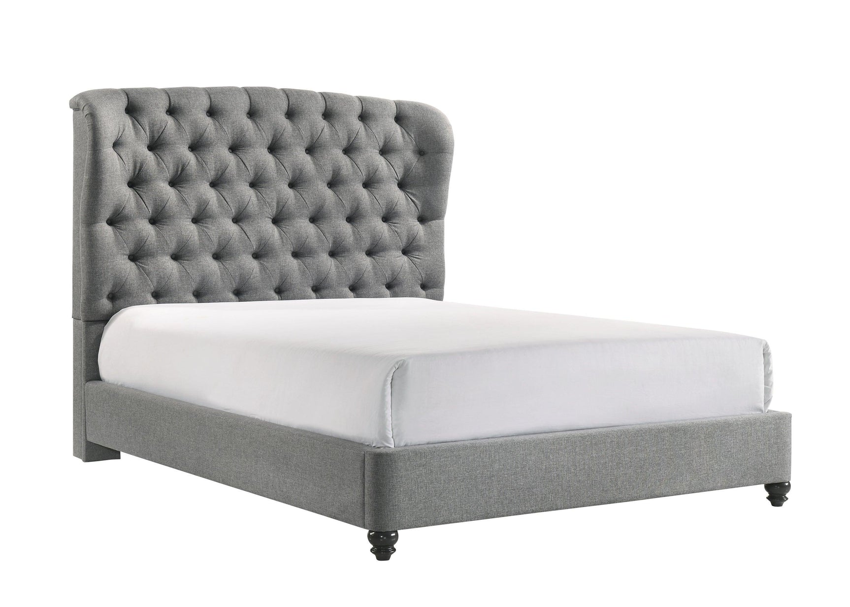 Linda Gray Modern Transitional Upholstered Tufted Fabric King Panel Bed - Ella Furniture