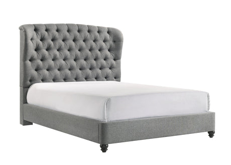 Linda Gray Modern Transitional Upholstered Tufted Fabric King Panel Bed - Ella Furniture