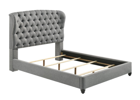 Linda Gray Modern Transitional Upholstered Tufted Fabric King Panel Bed - Ella Furniture
