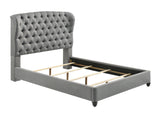 Linda Gray Modern Transitional Upholstered Tufted Fabric Queen Panel Bed - Ella Furniture