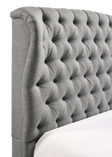 Linda Gray Modern Transitional Upholstered Tufted Fabric Queen Panel Bed - Ella Furniture