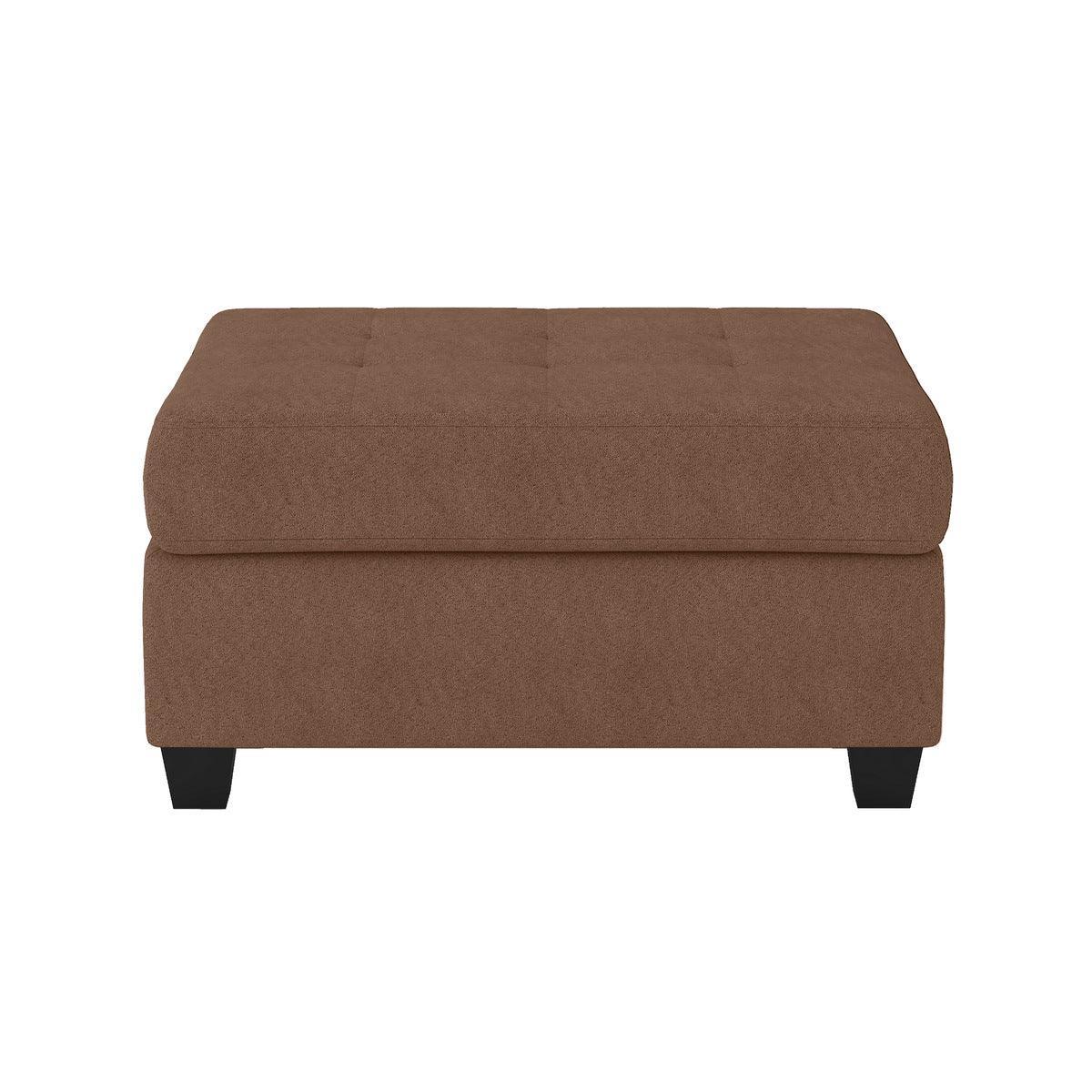 Chocolate Traditional Solid Wood And Plywood Fabric Upholstered Tufted Ottoman Sectional - Ella Furniture