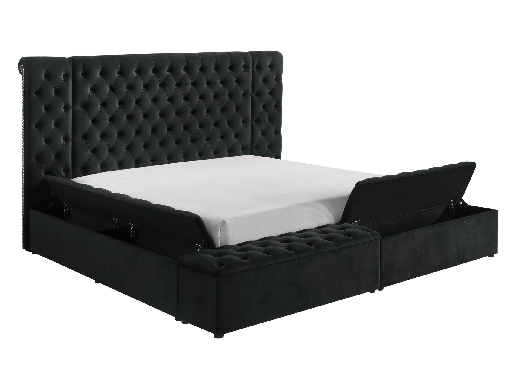 Liliana Black Upholstered Tufted Panel King Bed