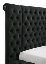Liliana Black Upholstered Tufted Panel King Bed