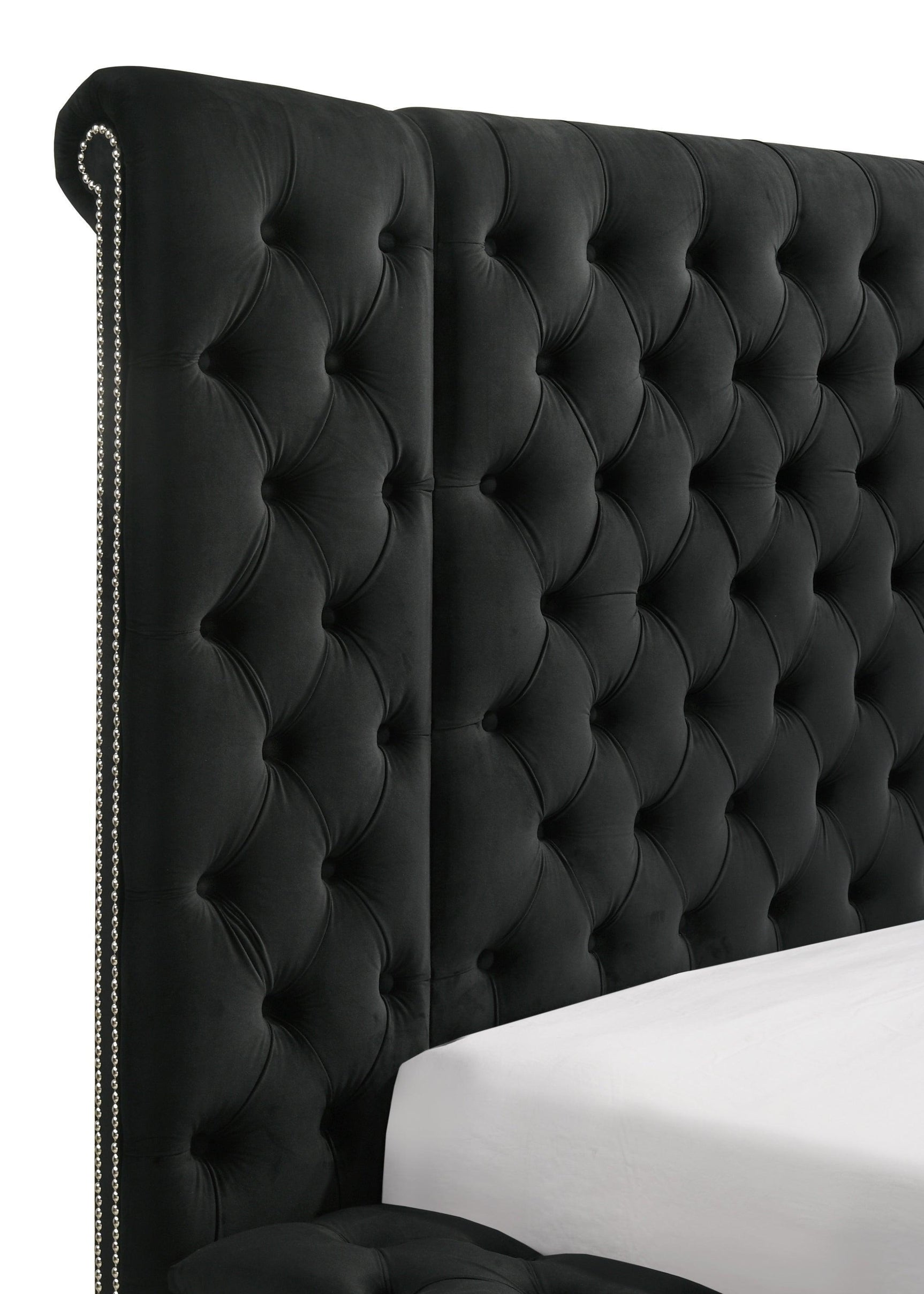 Liliana Black Upholstered Tufted Panel King Bed