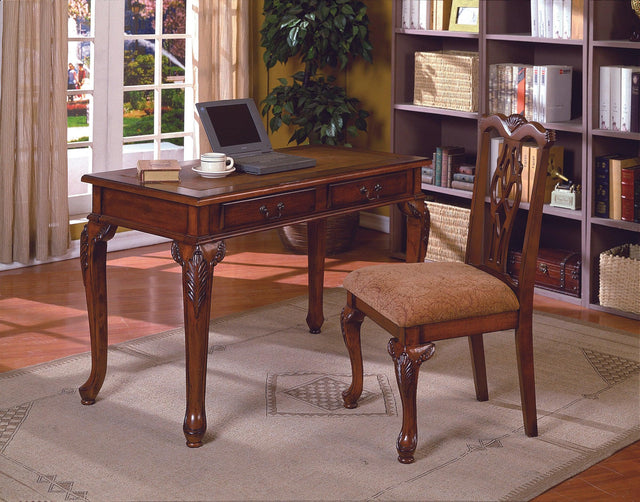 Fairfax Brown Transitional Wood Home Office Desk & Chair Set - Ella Furniture