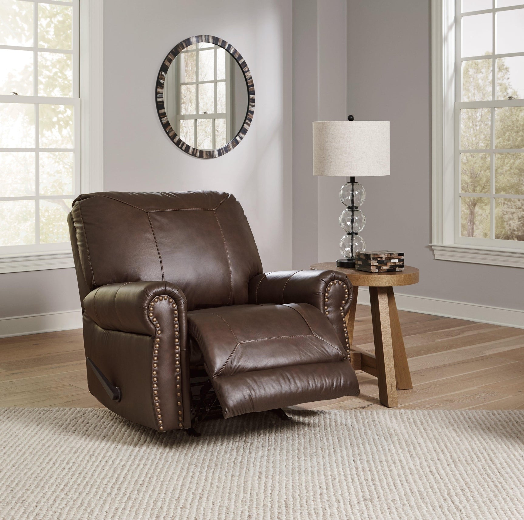 Colleton Dark Brown Leather Recliner - Ella Furniture