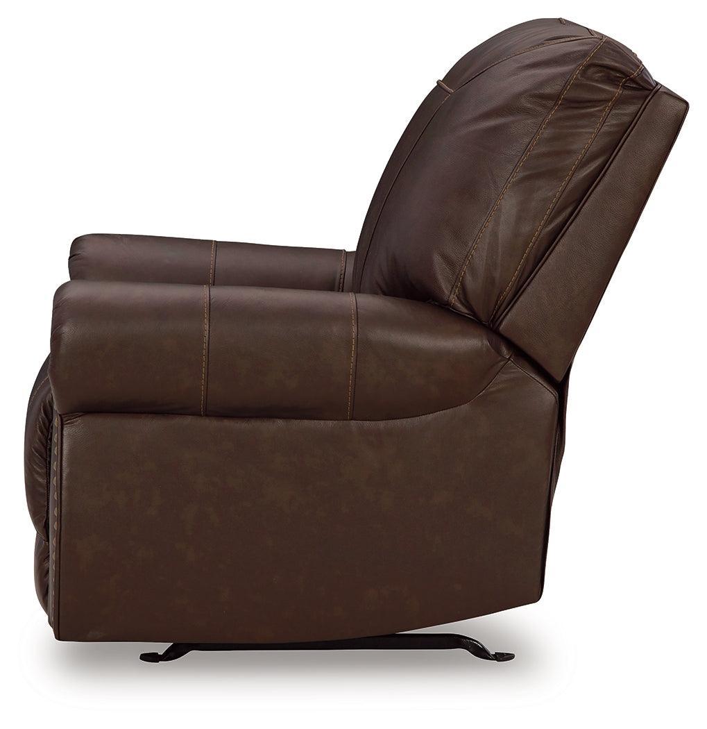 Colleton Dark Brown Leather Recliner - Ella Furniture