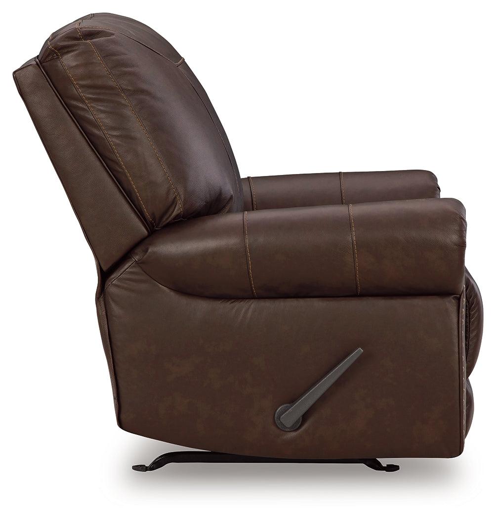 Colleton Dark Brown Leather Recliner - Ella Furniture