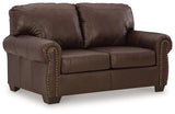 Colleton Dark Brown Leather Loveseat - Ella Furniture