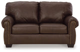 Colleton Dark Brown Leather Loveseat - Ella Furniture