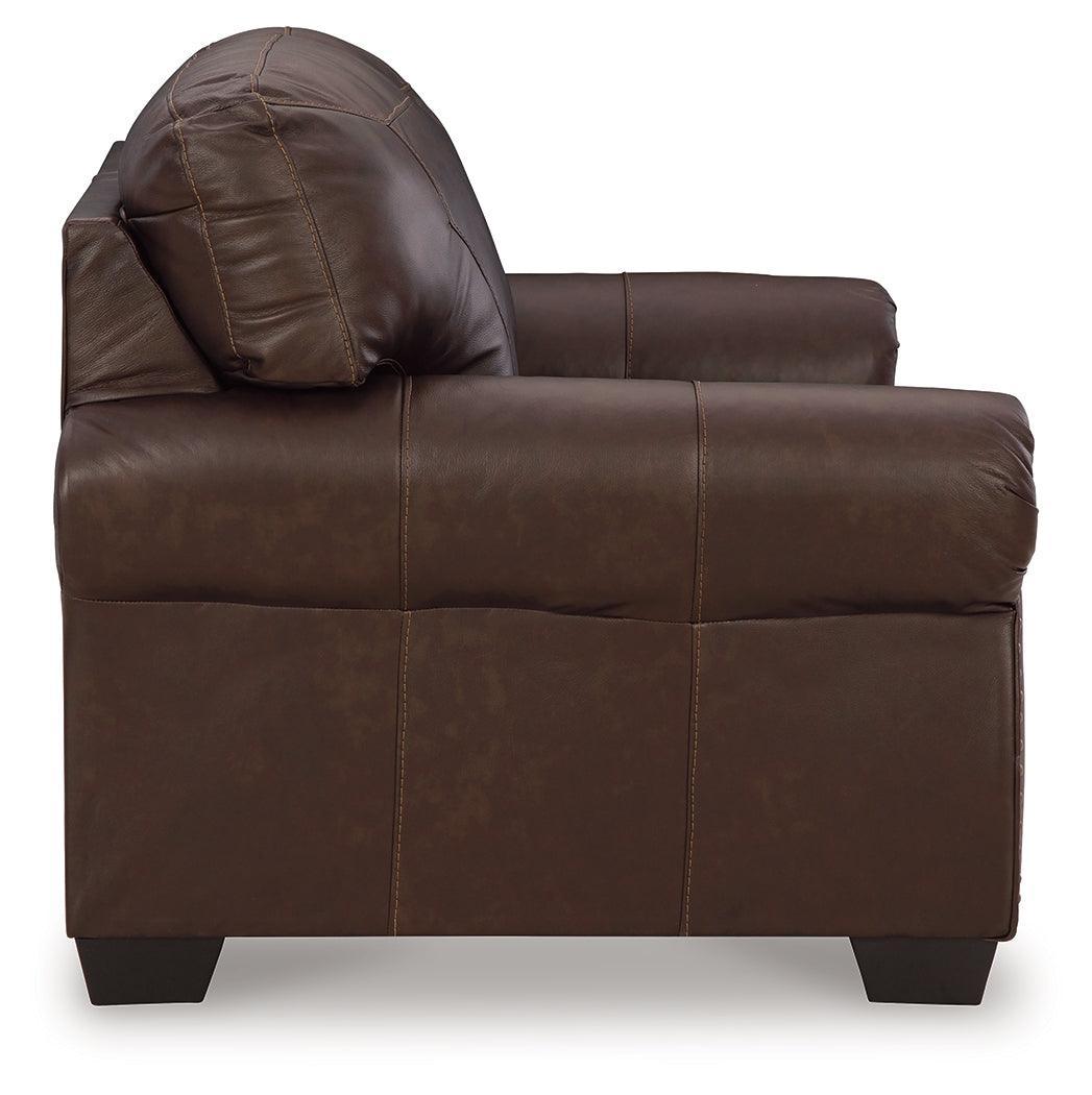 Colleton Dark Brown Leather Loveseat - Ella Furniture