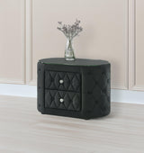 Voltare Black Upholstered Tufted Panel Queen Bed