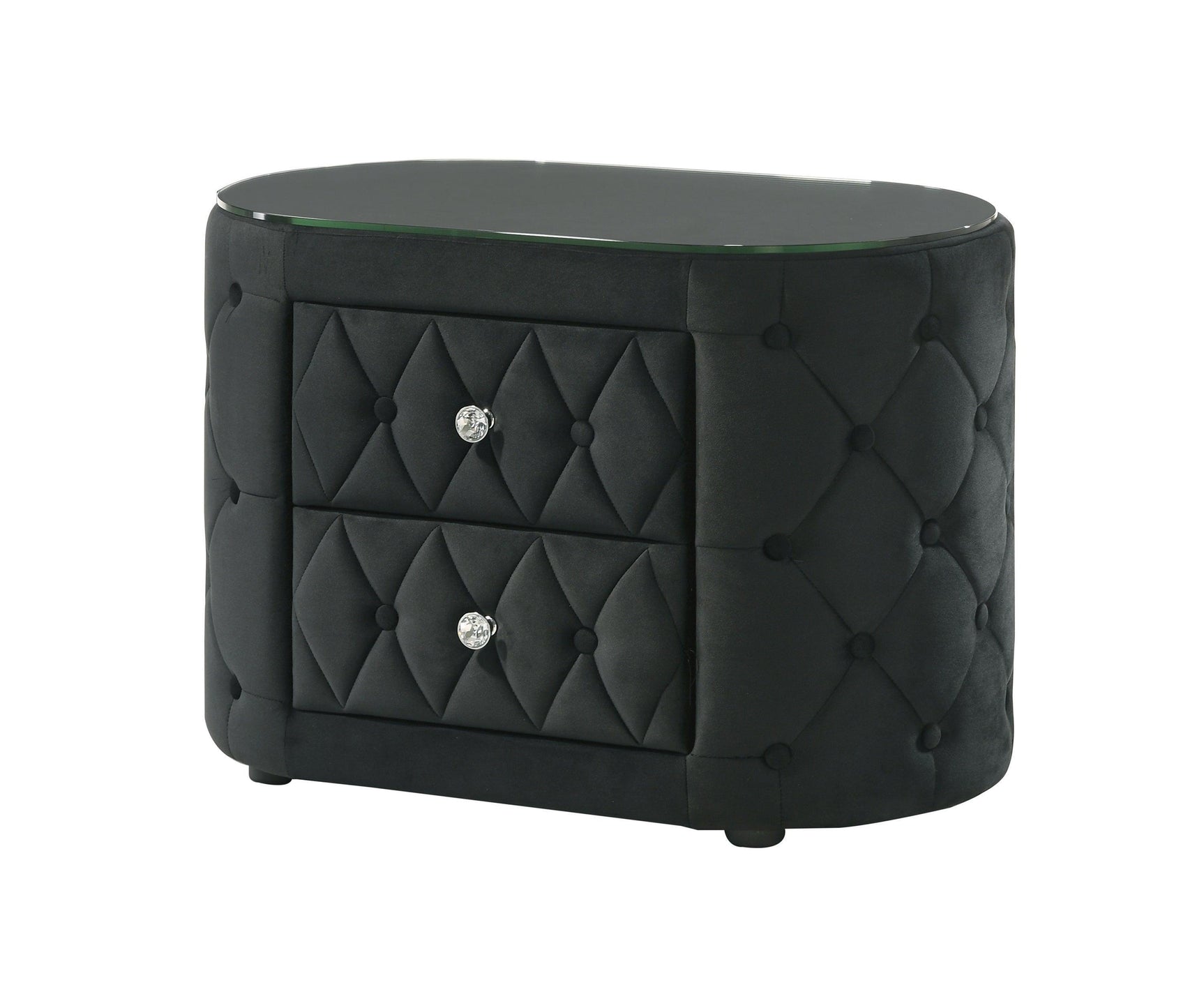 Voltare Black Upholstered Tufted Panel Queen Bed
