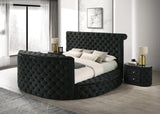 Voltare Black Upholstered Tufted Panel Queen Bed