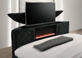 Voltare Black Upholstered Tufted Panel Queen Bed