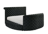 Voltare Black Upholstered Tufted Panel Queen Bed