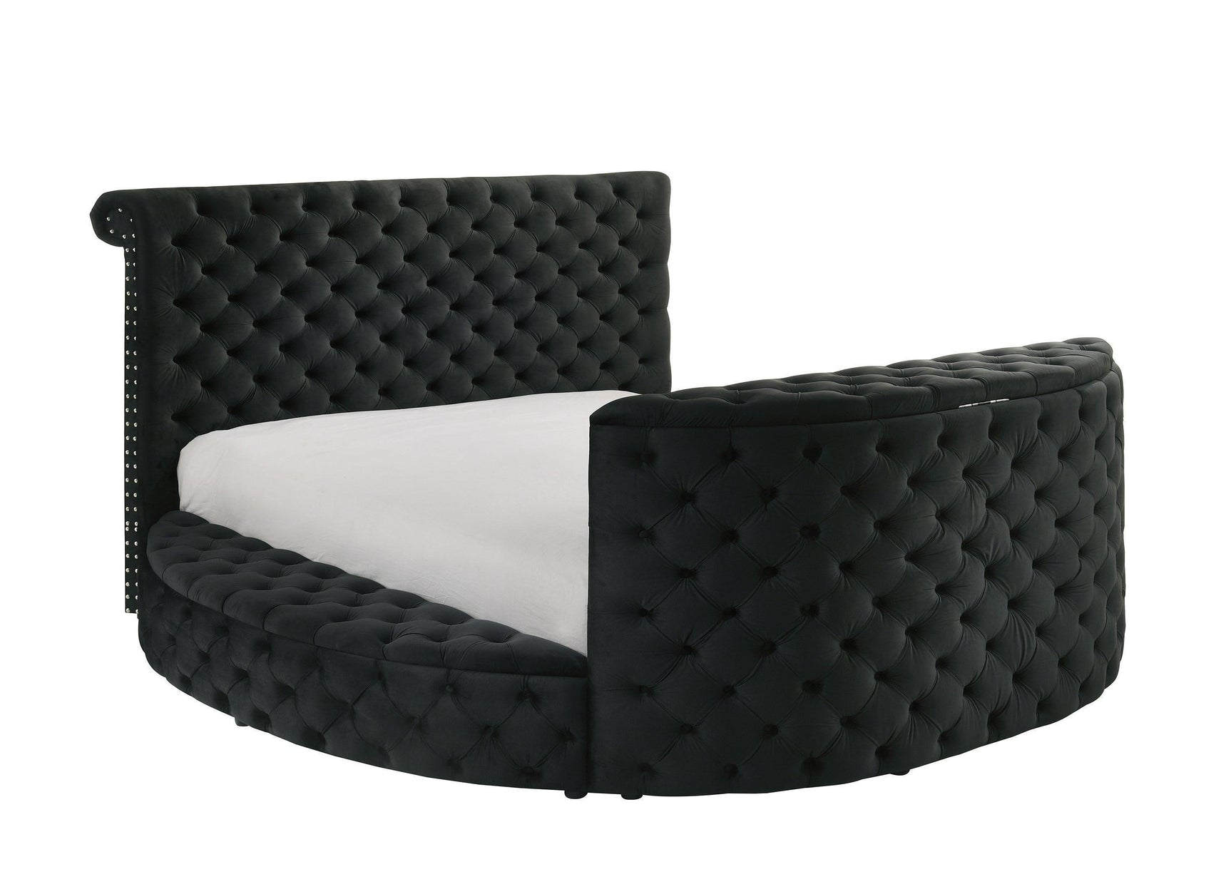 Voltare Black Upholstered Tufted Panel Queen Bed