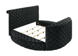 Voltare Black Upholstered Tufted Panel Queen Bed