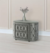 Voltare Gray Upholstered Tufted Panel King Bed