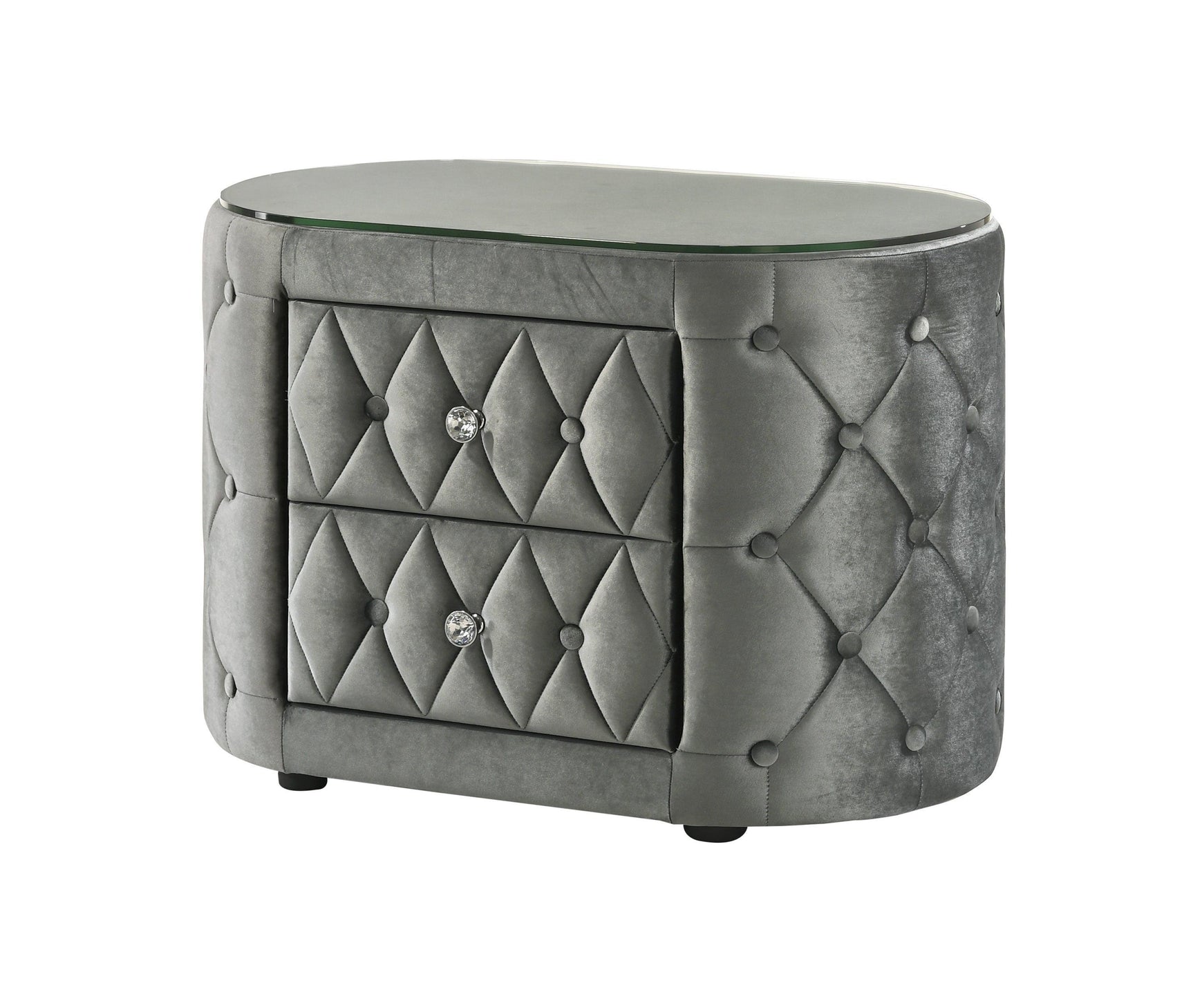 Voltare Gray Upholstered Tufted Panel Queen Bed