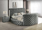 Voltare Gray Upholstered Tufted Panel Queen Bed