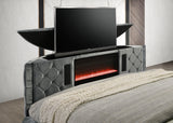 Voltare Gray Upholstered Tufted Panel Queen Bed
