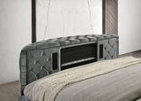 Voltare Gray Upholstered Tufted Panel King Bed