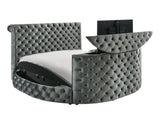 Voltare Gray Upholstered Tufted Panel King Bed