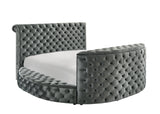 Voltare Gray Upholstered Tufted Panel King Bed