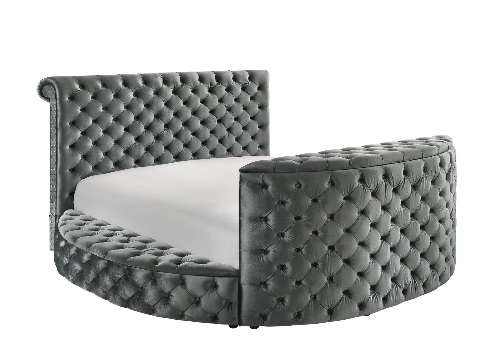Voltare Gray Upholstered Tufted Panel Queen Bed