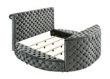 Voltare Gray Upholstered Tufted Panel Queen Bed