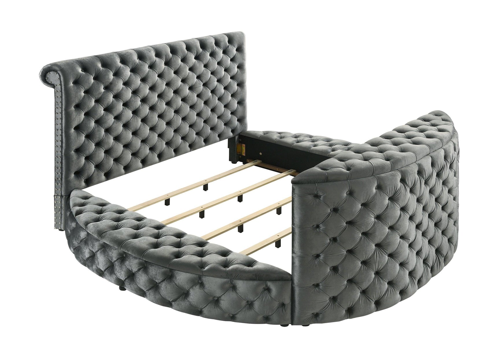 Voltare Gray Upholstered Tufted Panel Queen Bed