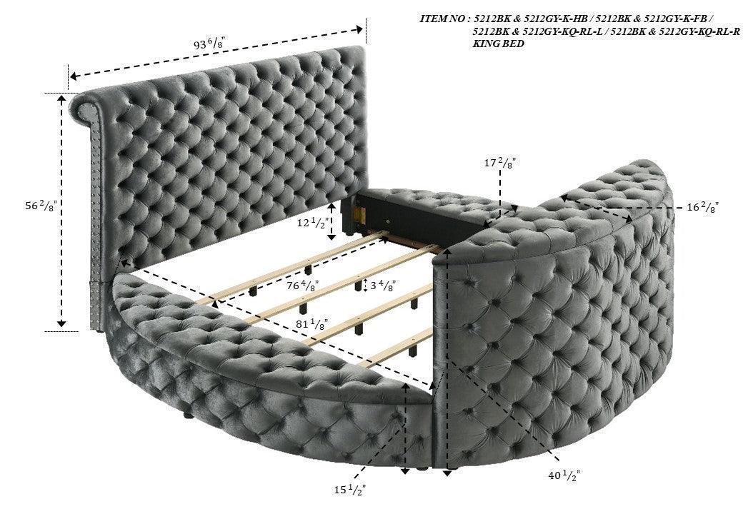 Voltare Gray Upholstered Tufted Panel Queen Bed