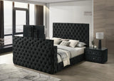 Josephine Black Upholstered Tufted w TV Lift Panel Queen Bed