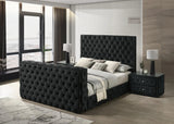 Josephine Black Upholstered Tufted w TV Lift Panel Queen Bed