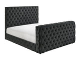 Josephine Black Upholstered Tufted w TV Lift Panel Queen Bed