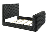 Josephine Black Upholstered Tufted w TV Lift Panel Queen Bed