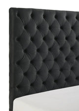 Josephine Black Upholstered Tufted w TV Lift Panel Queen Bed