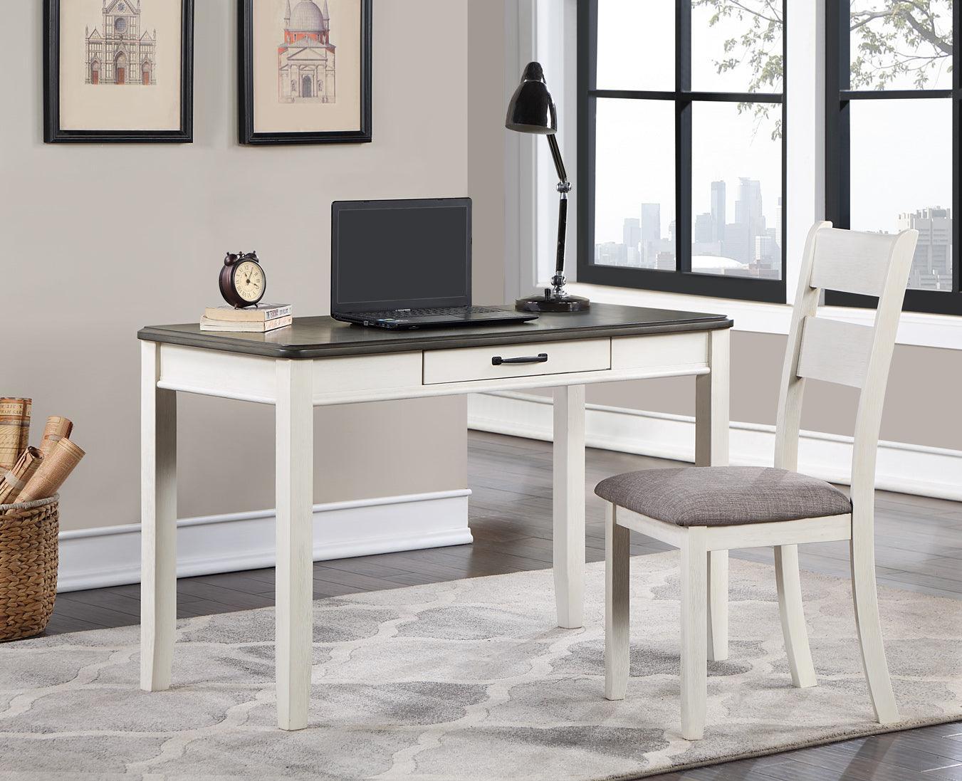 Dakota Chalk/Brown Modern Transitonal Wood Rectangular Desk & Chair - Ella Furniture