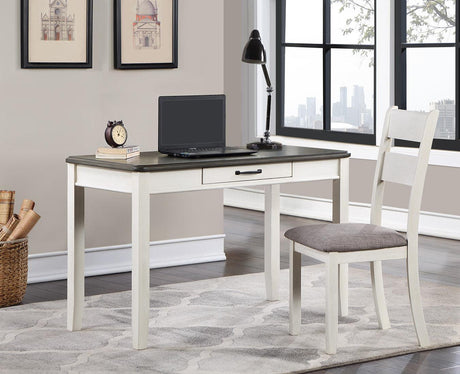 Dakota Chalk/Brown Modern Transitonal Wood Rectangular Desk & Chair - Ella Furniture