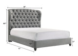 Linda Gray Modern Transitional Upholstered Tufted Fabric Queen Panel Bed - Ella Furniture